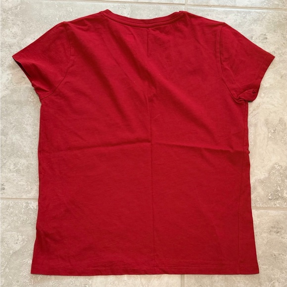 Polo Ralph Lauren Women’s Red V-Neck T-Shirt | Blue Pony Logo | Size M - Picture 5 of 5